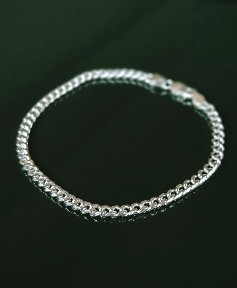 Argent Bracelet Homme Gourmette Classique Taran