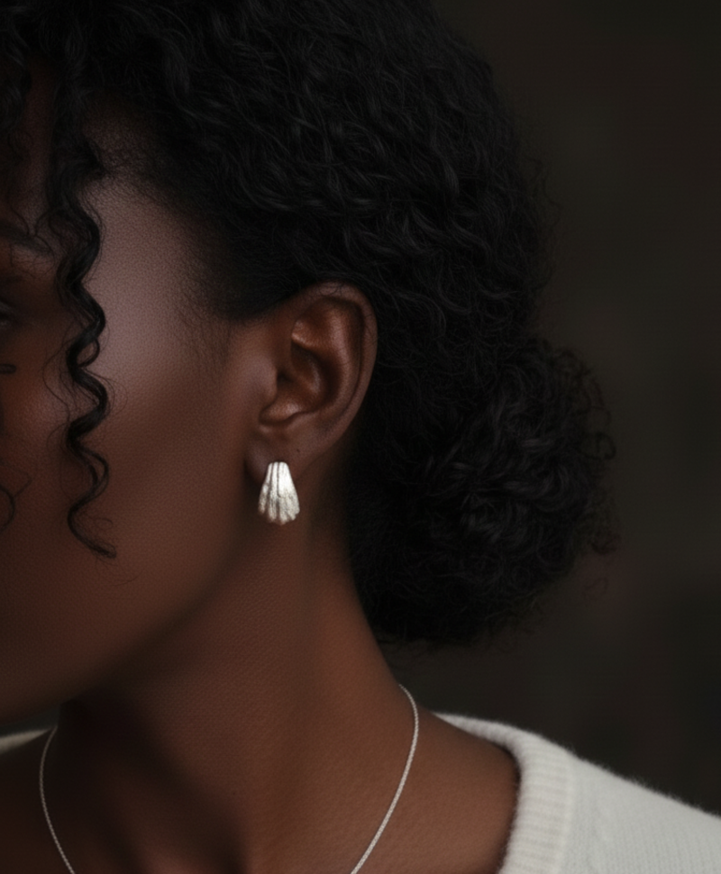 Boucles D’Oreilles Coquillage Écume, Argent