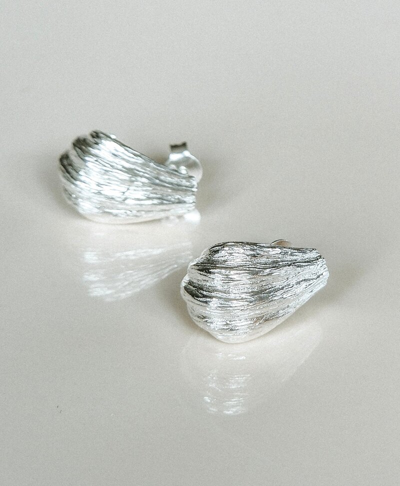 Zilveren Schelp Oorbellen Écume