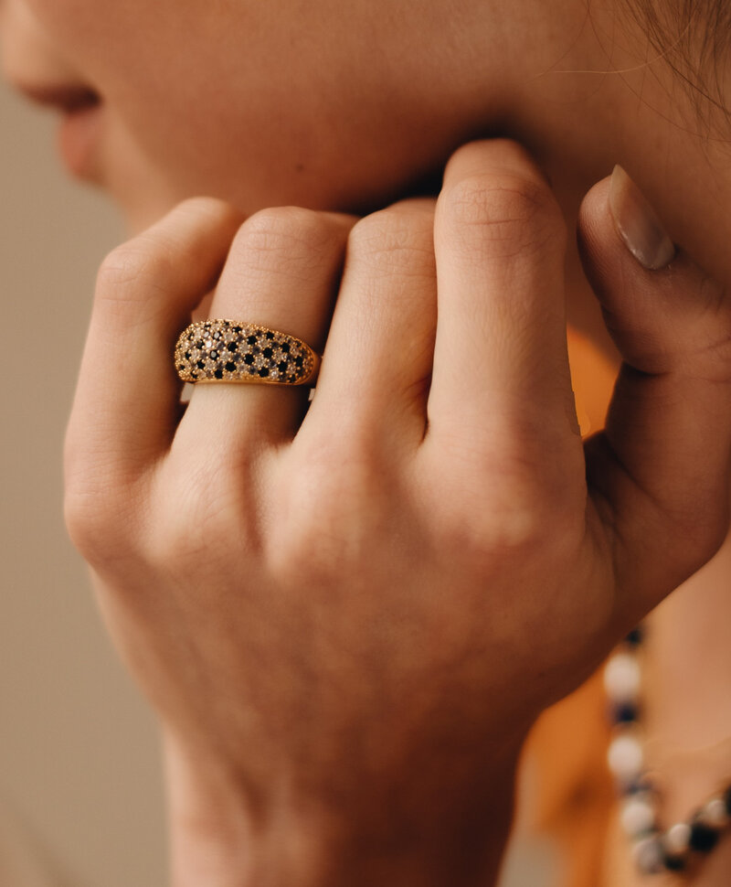 Sparkle Dome Ring Sora, Gold Plated