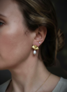 Fan Pearl Earrings Léa, Gold Plated