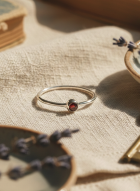 Bague Minimaliste En Argent Avec Grenat Keala