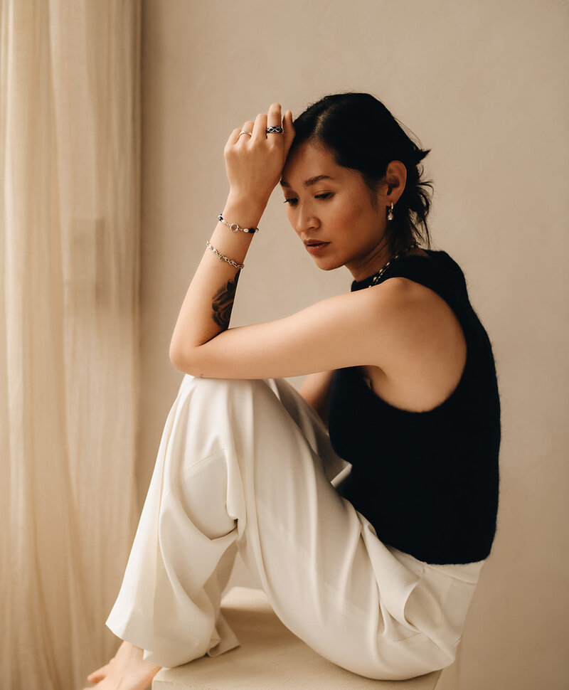 Silberne Lapislazuli & Perlenkette Aiko