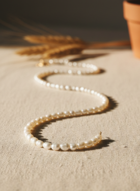 Pearl Necklace Benya, Gold Plated