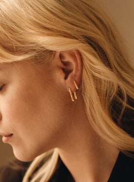 Single Rectangular Earring Sumiye (Small), Gold Plated