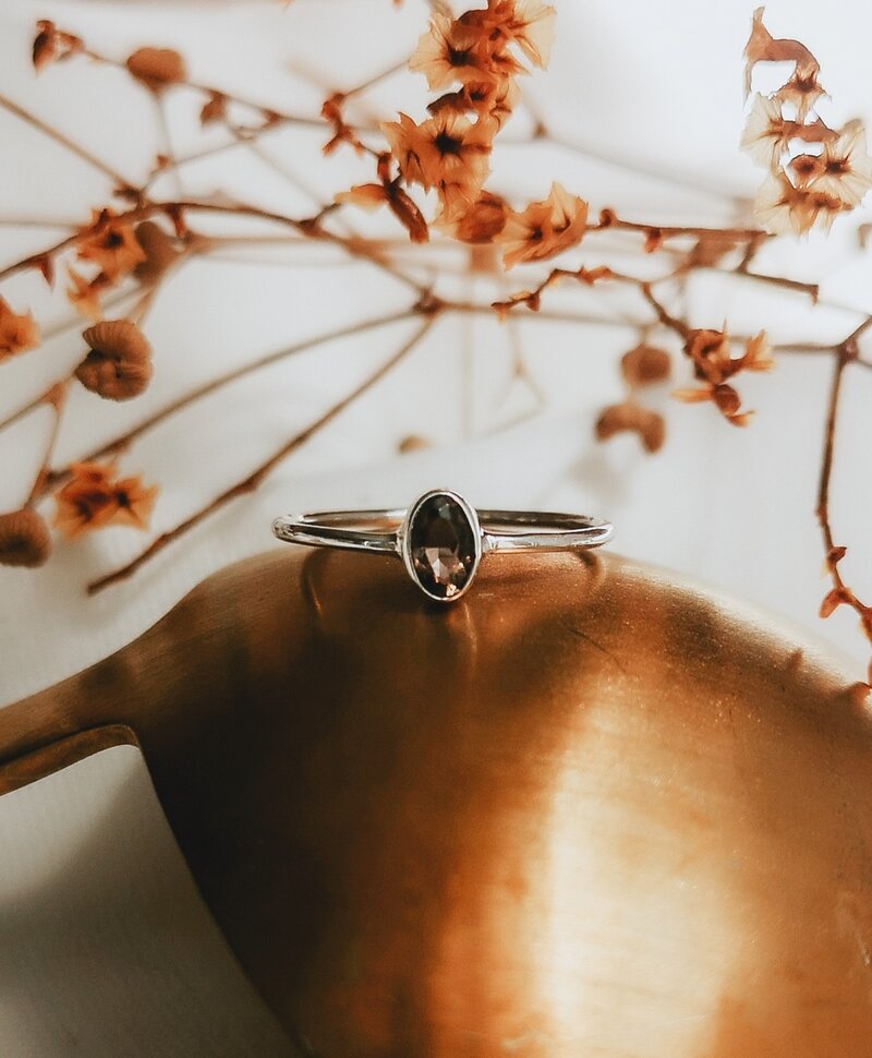 Smoky Quartz Ring Asteria, Silver