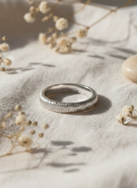 Zilveren Getextureerde Stack Ring Kichi (Smal)