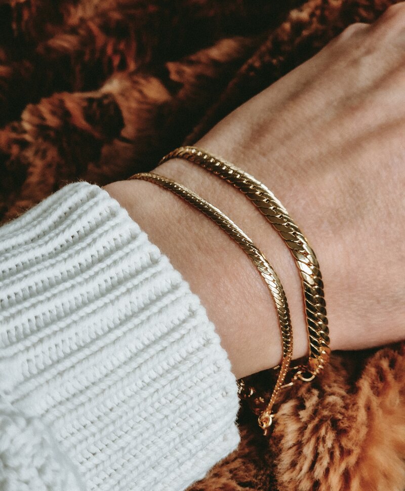 Gold Plated Platte Schakelarmband Isabeau - Skinny