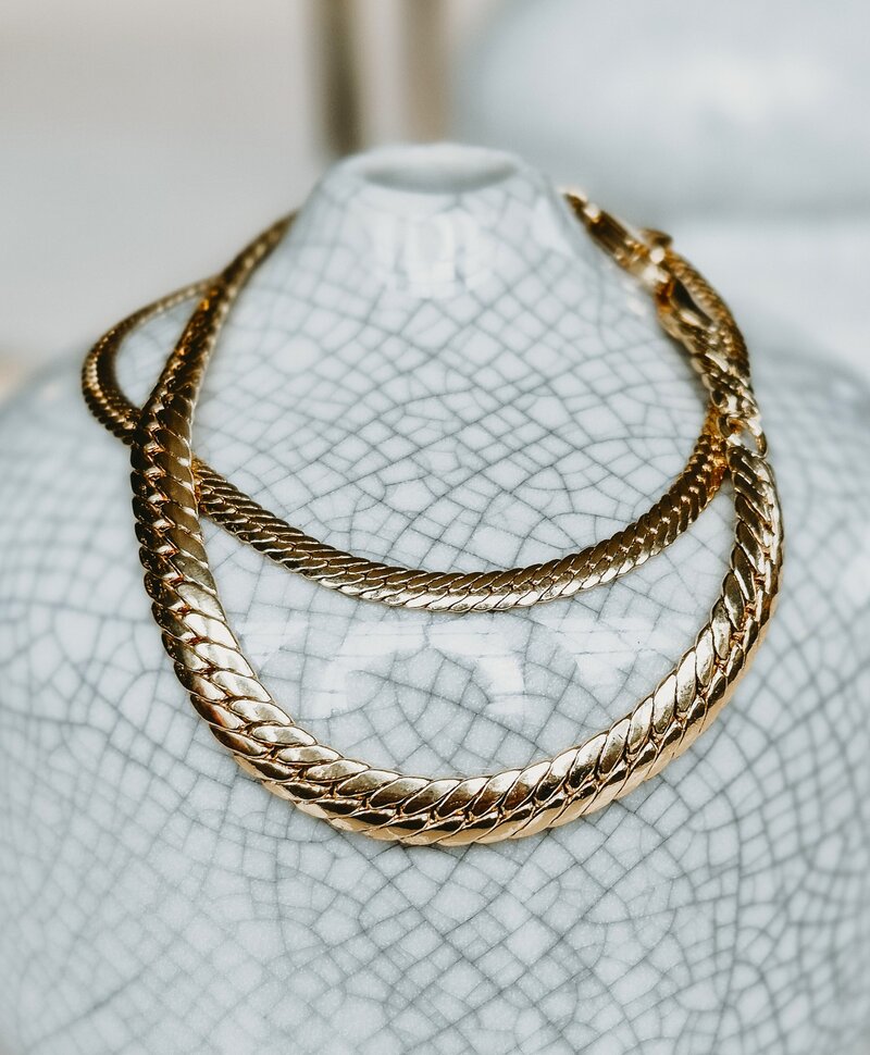 Flat Link Bracelet Isabeau Skinny, Gold Plated