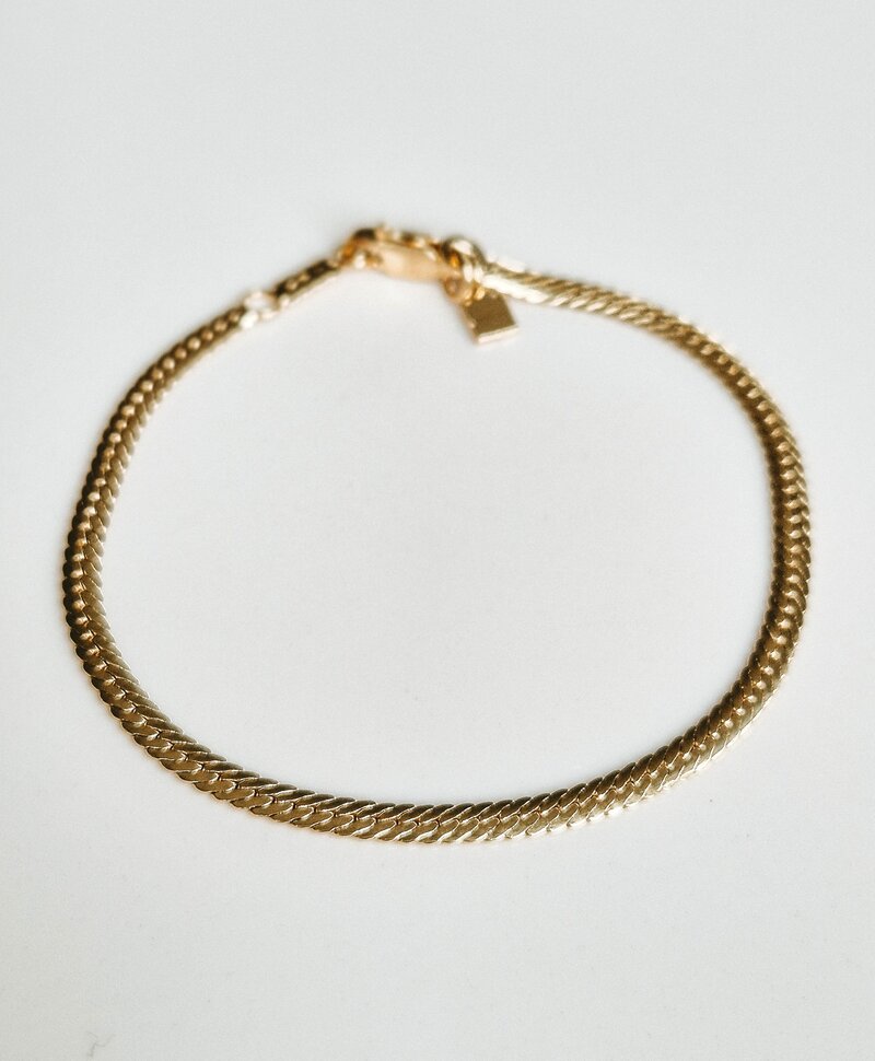 Bracelet À Maillons Plats Isabeau Skinny, Plaqué Or
