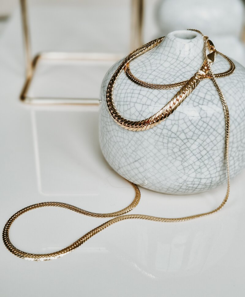 Flat Link Bracelet Isabeau Skinny, Gold Plated