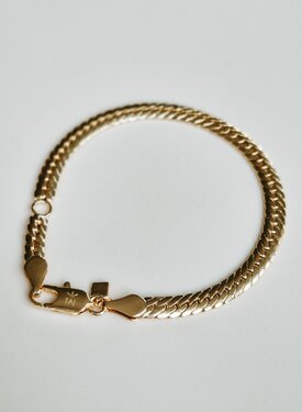 Flat Link Bracelet Isabeau Bold, Gold Plated