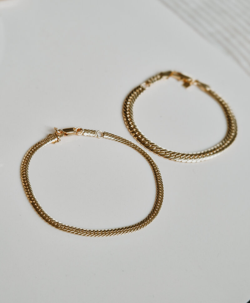 Gold Plated Platte Schakelarmband Isabeau - Bold