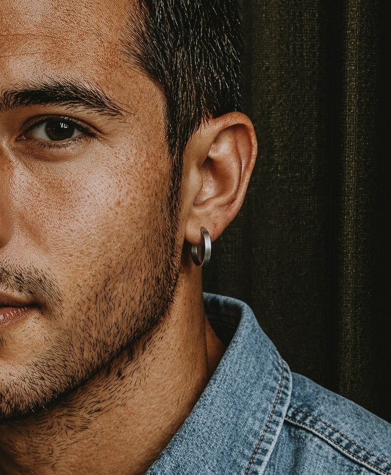 Einzelner Mattierter Silberner Ohrring Herren Kuat