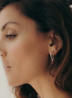 Single Small Jaspis Ear Stud Mana, Silver