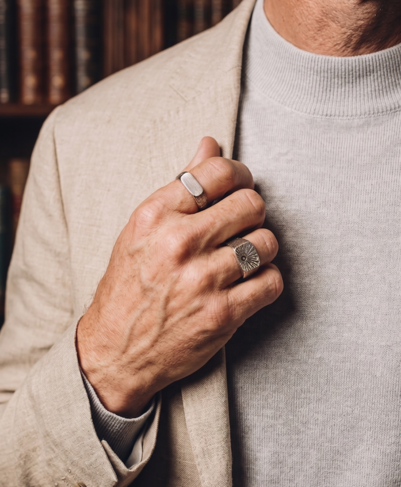 Silver Men's Ring Sun Arun