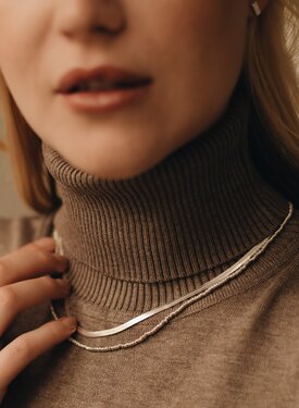 Flat Snake Chain Necklace Cho, Silver