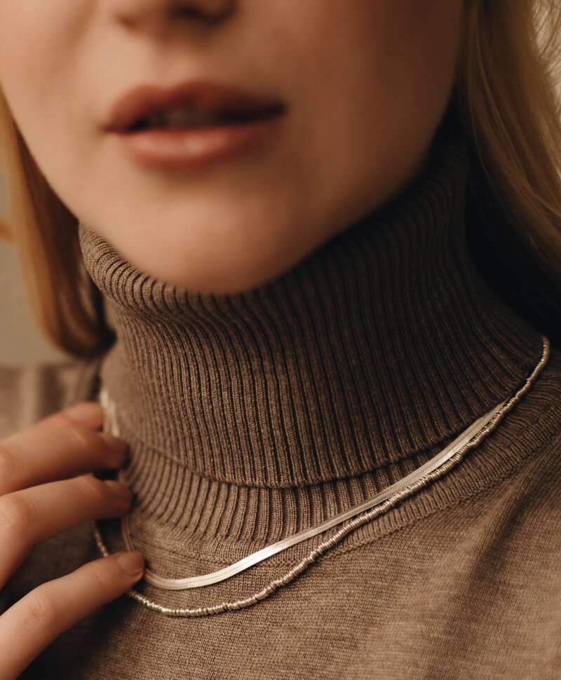 Zilveren Platte Slangenketting Cho