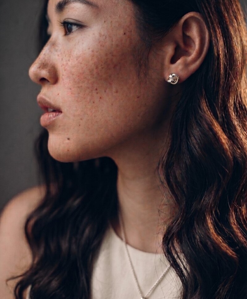 Zilveren Oneindige Knoop Ear Stud Set Mei
