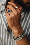 Zilveren Heren Zegelring Met Blauwe Steen Adric