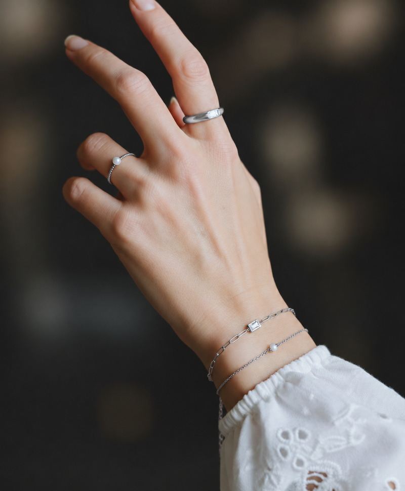 Ring With Clear Stone Neige, Silver