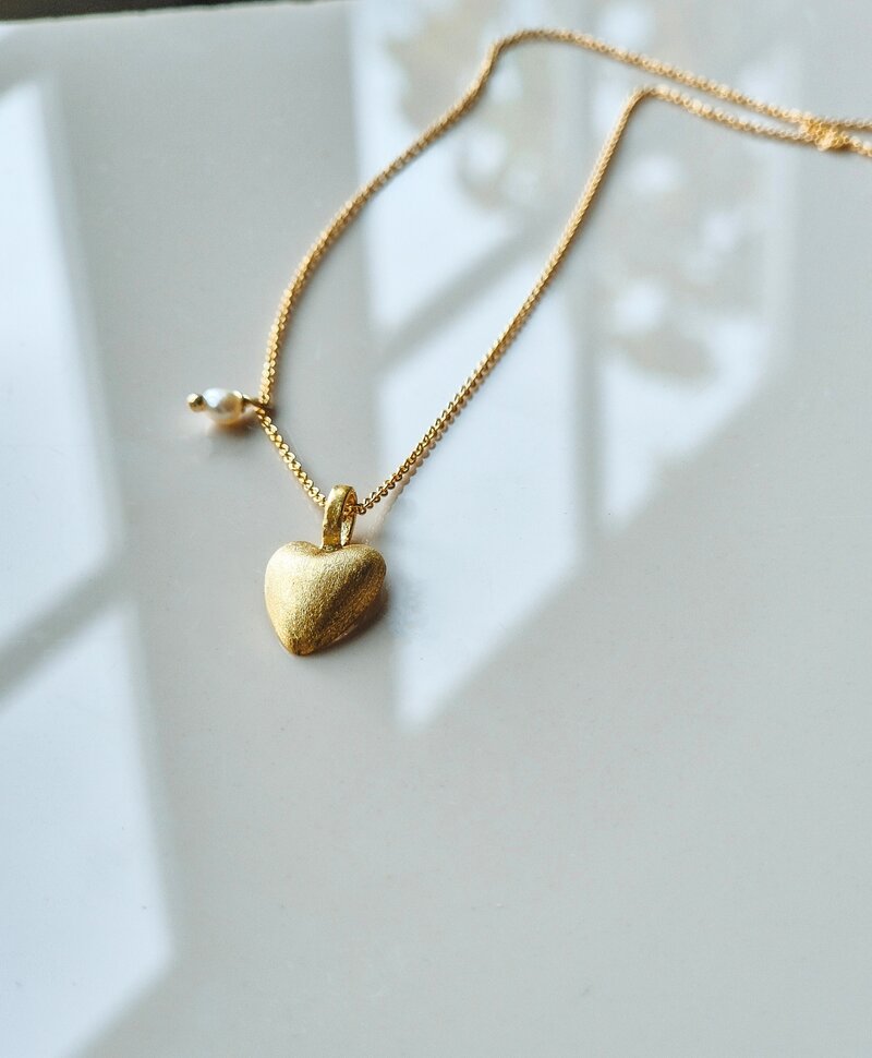 Gold Plated Ketting Met Hartjes Hanger Chérie