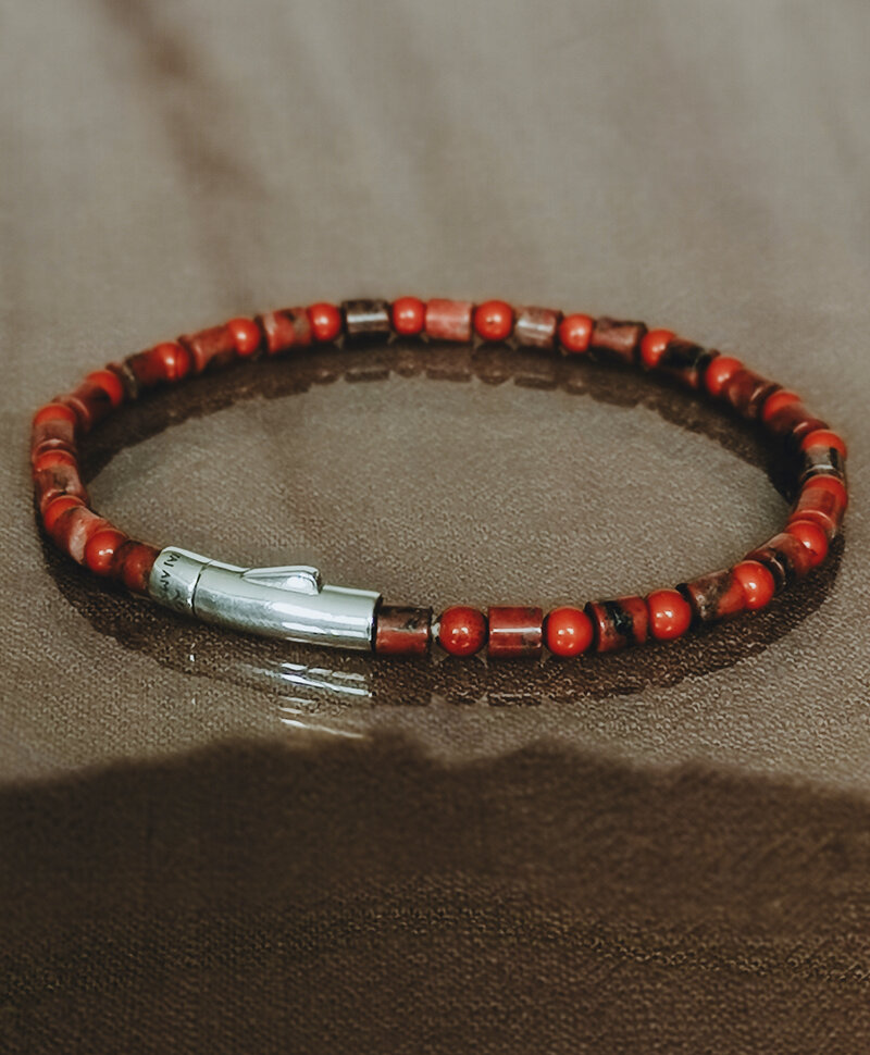 Rode Kralen Armband Heren Nhean