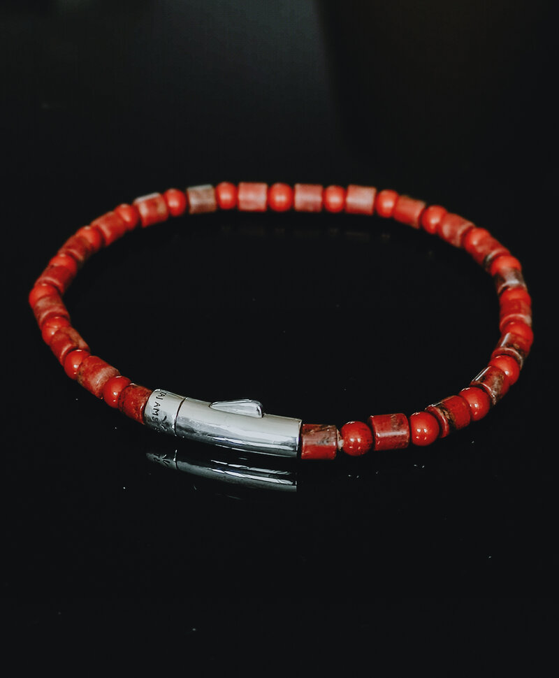 Rode Kralen Armband Heren Nhean
