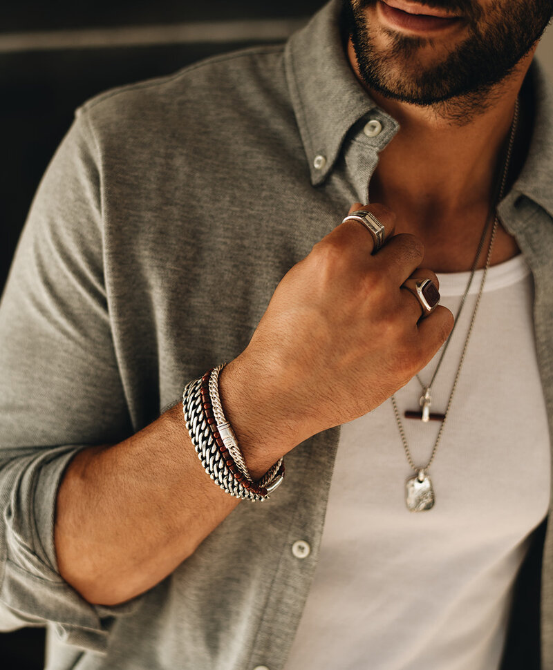 Bracelet de Perles pour Homme en Pierre Rouge Nhean