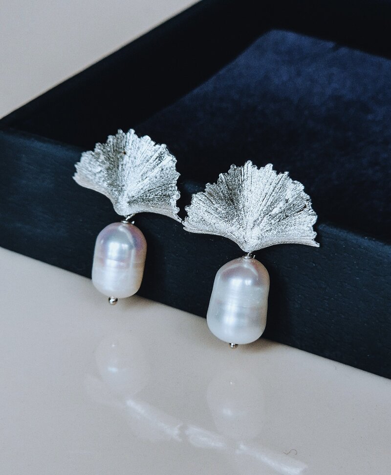 Boucles D’Oreilles Éventail À Perle Léa, Argent