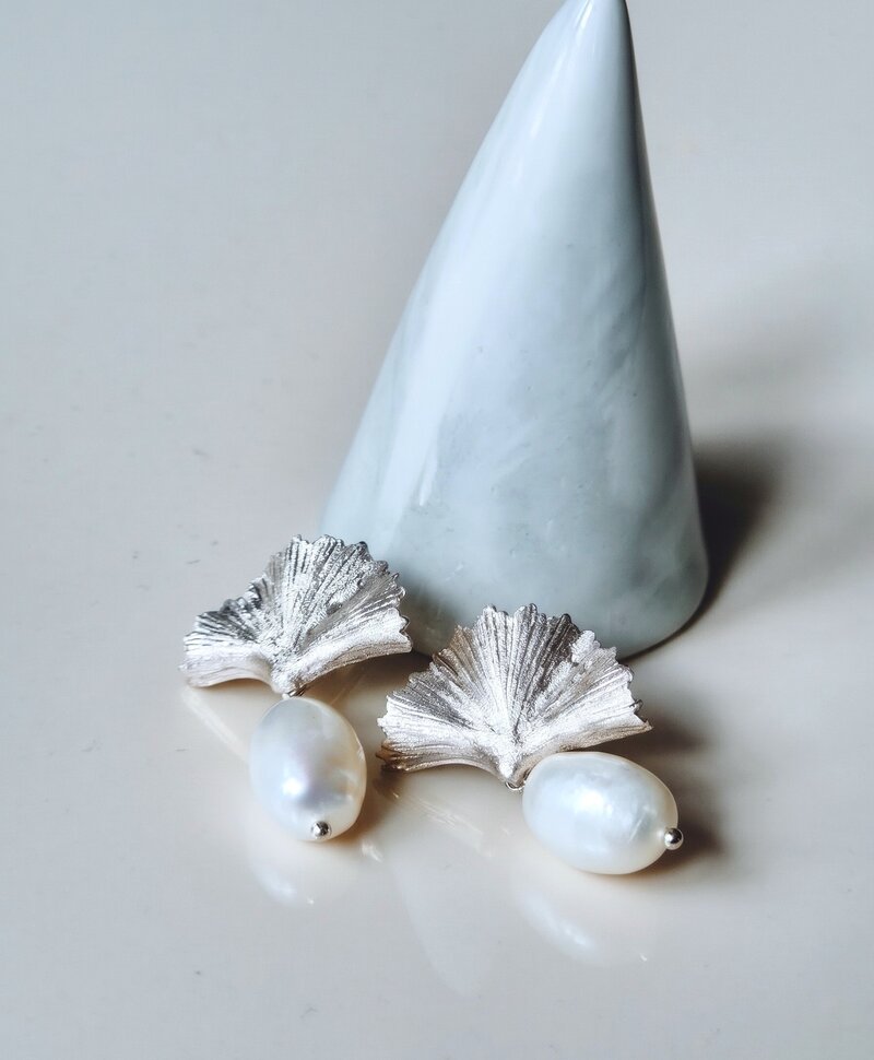 Boucles D’Oreilles Éventail À Perle Léa, Argent
