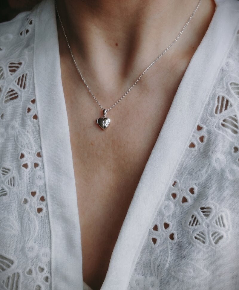 Zilveren Ketting Met Hartvormig Medaillon Amélie
