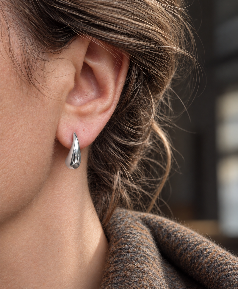 Boucles D’Oreilles Goutte Brillante Mira, Argent