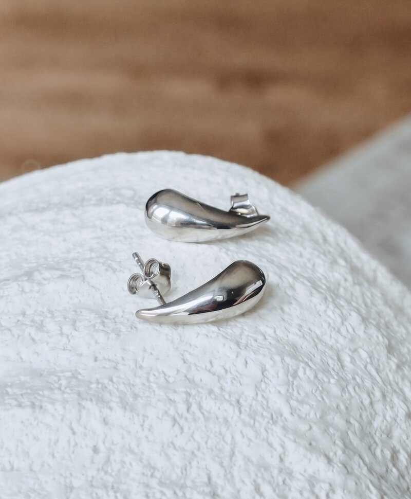 Boucles D’Oreilles Goutte Brillante Mira, Argent