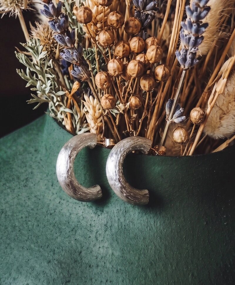 Demi-Créoles Épaisses Sable, Argent