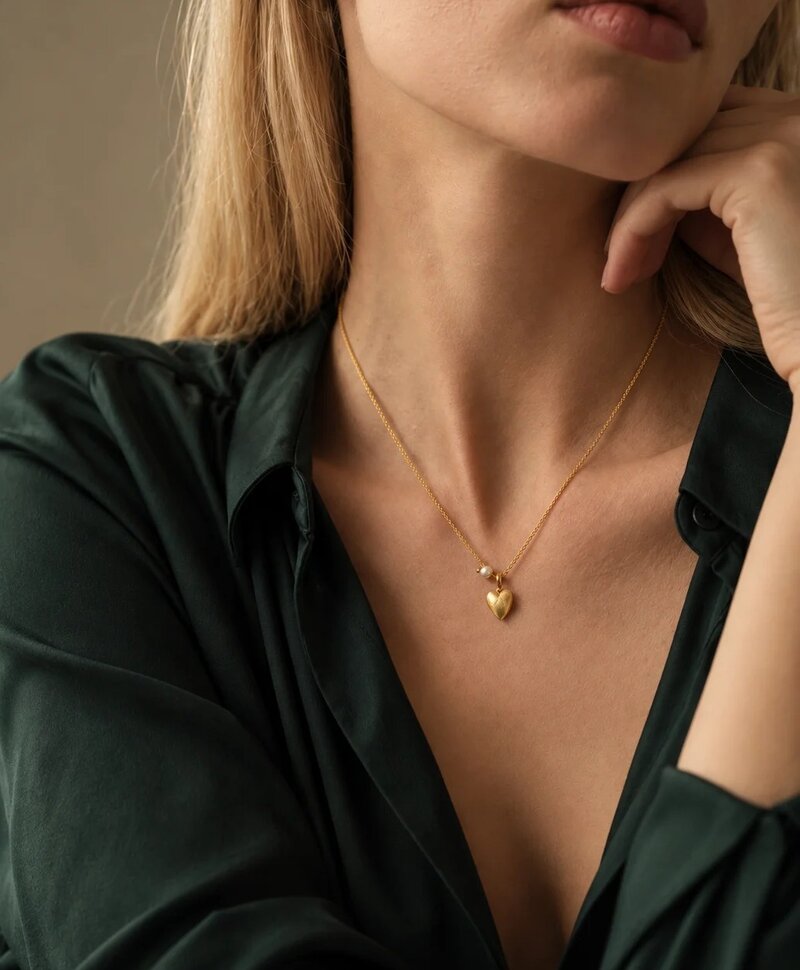 Gold Plated Ketting Met Hartjes Hanger Chérie