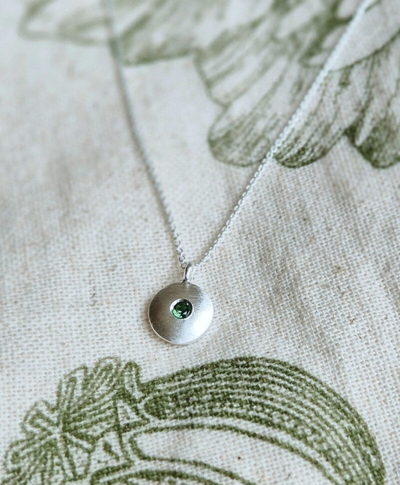 Zilveren Ketting Met Groene Steen Céleste