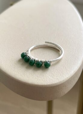 Zilveren Ring Met Groene Stenen Anaïs
