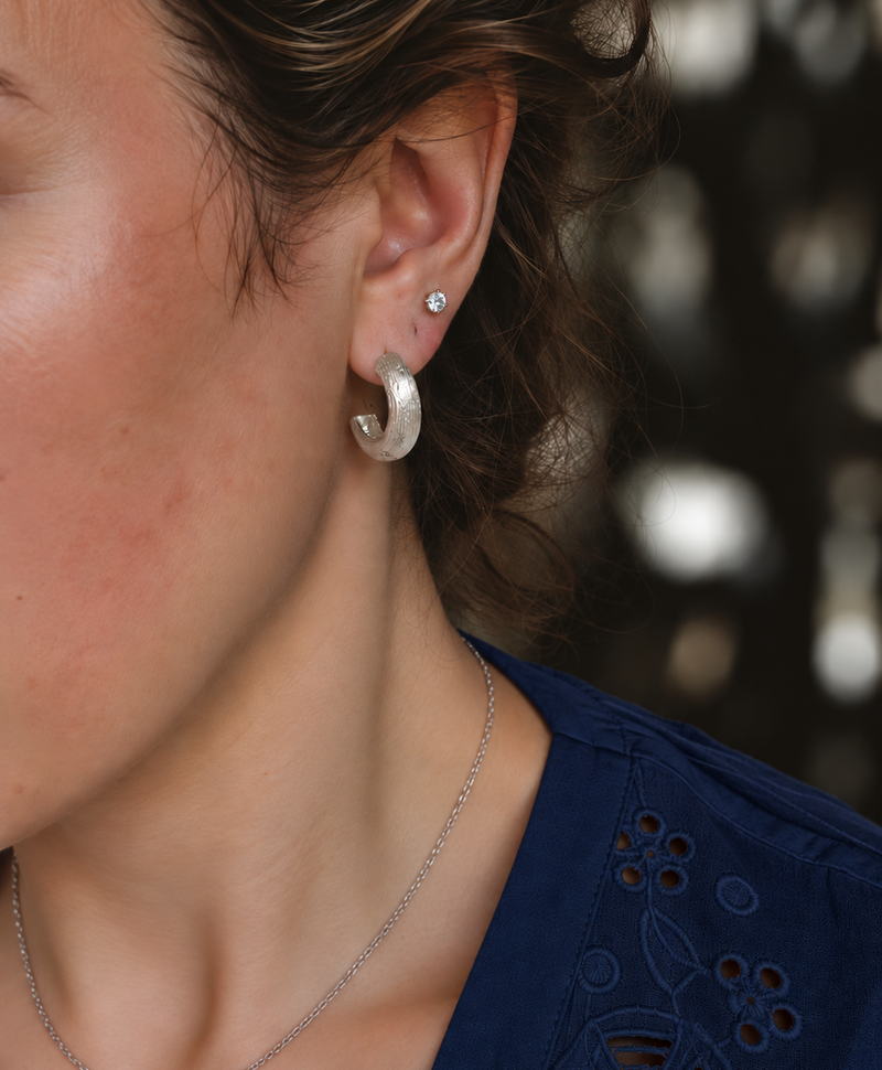 Zilveren Chubby Half Hoop Oorbellen Sable