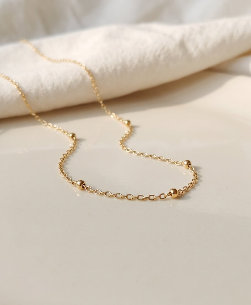 Ball Chain Necklace Adara, Gold Plated