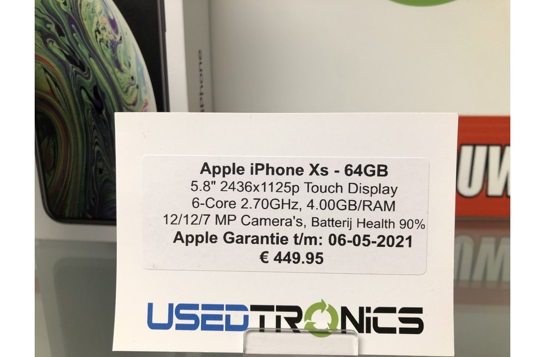 Apple iPhone XS 64GB - Apple Garantie t/m: 06-05-2021 (6207)