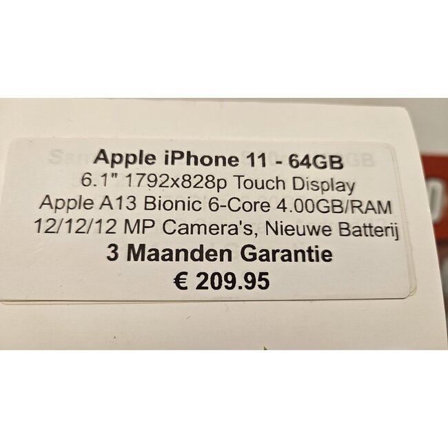 Apple Apple iPhone 11 64GB - Zwart (10463) | Nieuwe Batterij
