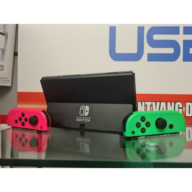 Nintendo Nintendo Switch Oled - Roze & Groen (11012) Incl. Lader | Excl. Accessoires (Dock ect.)