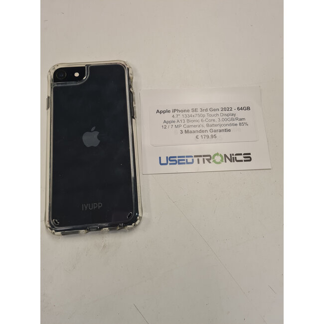 Apple Apple iPhone SE 64GB 3rd Gen 2022 - Batterijconditie 85% (11504)
