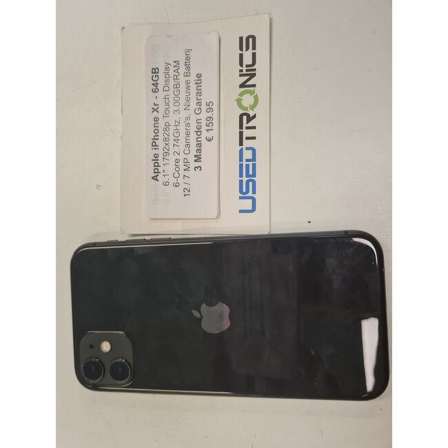 Apple Apple iPhone Xr 64GB - Zwart (10271) Nieuwe Batterij