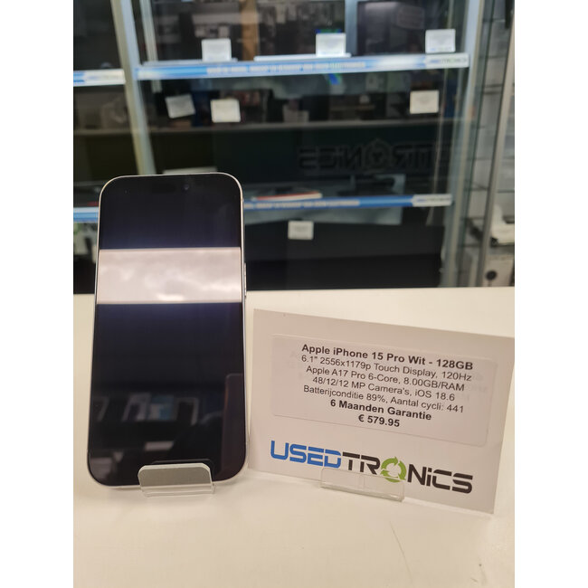 Apple Apple iPhone 15 Pro Wit - 128GB (11848) Batterijconditie 89%