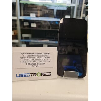 Apple Apple iPhone 15 Zwart - 128GB (11897) Batterijconditie 87%