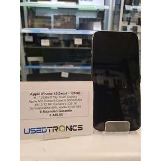 Apple Apple iPhone 15 Zwart - 128GB (11964) Batterijconditie 88%