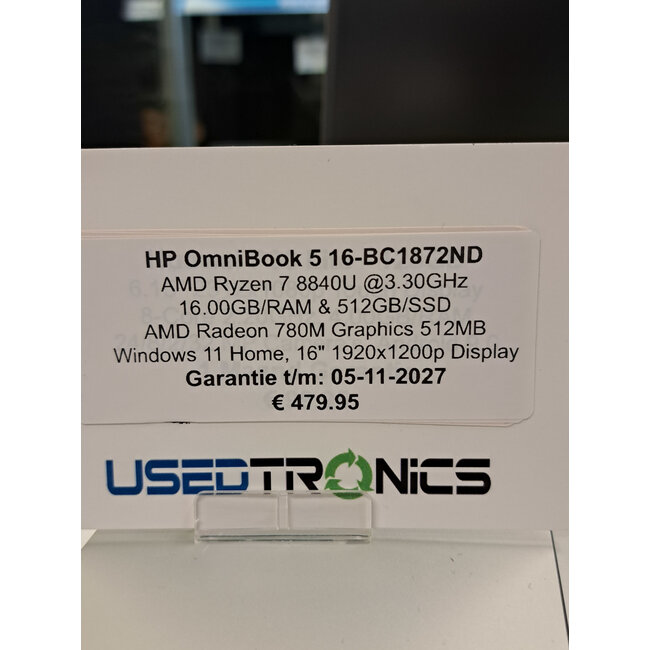 HP HP OmniBook 5 16-BC1872ND (11984) AMD Ryzen 7 8840U | Garantie t/m: 05-11-2027