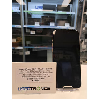 Apple Apple iPhone 15 Pro Max - 256GB (12190) Batterijconditie 88%, Aantal Cycli 598